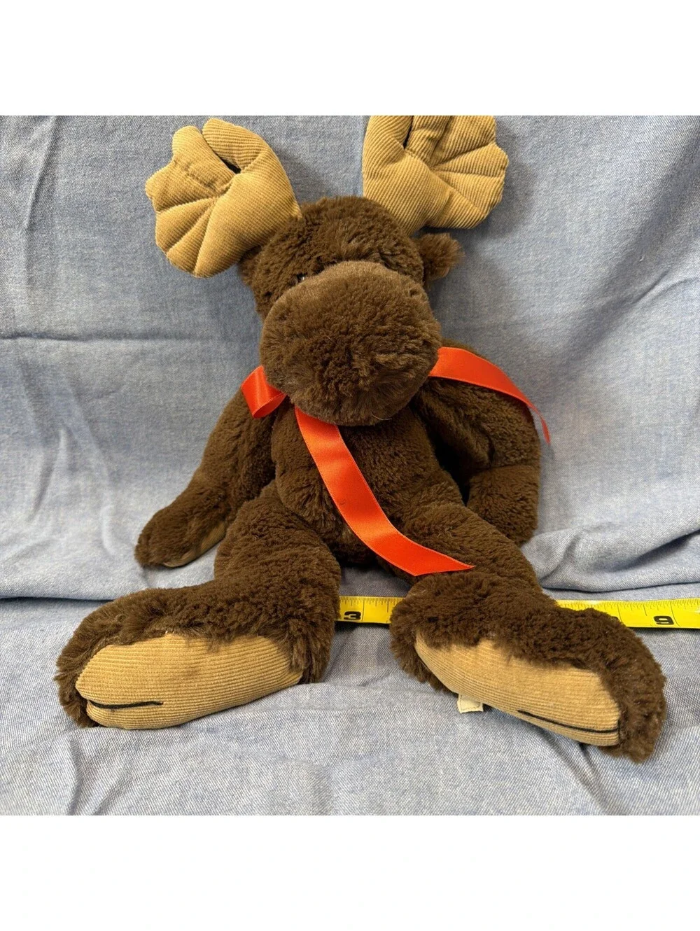 Boyd Bear 2013 Moose With Orange Bowtie Corduroy Horns Beanbag Weighted Soft